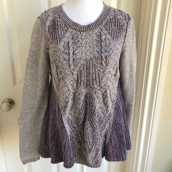 Anthropologie Sweaters - Anthro Moth Anita Cable Knit Swing Sweater in Purple/Multi (S)